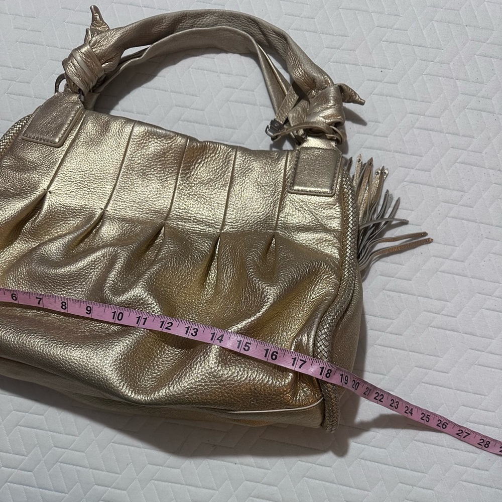 Cole Haan Metallic Gold Pebbled Large Leather Hobo - Picture 11 of 12
